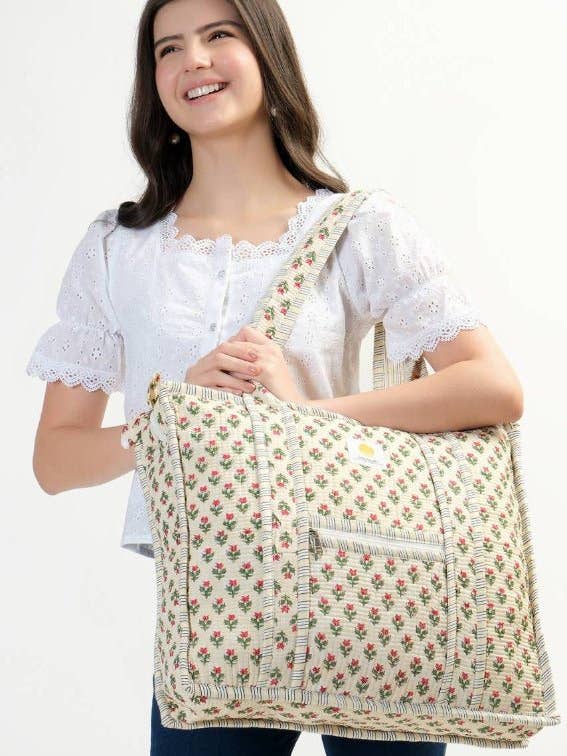 Sac en toile de coton avec fermeture éclair - Ivoire pour la vente par Hi Handmade