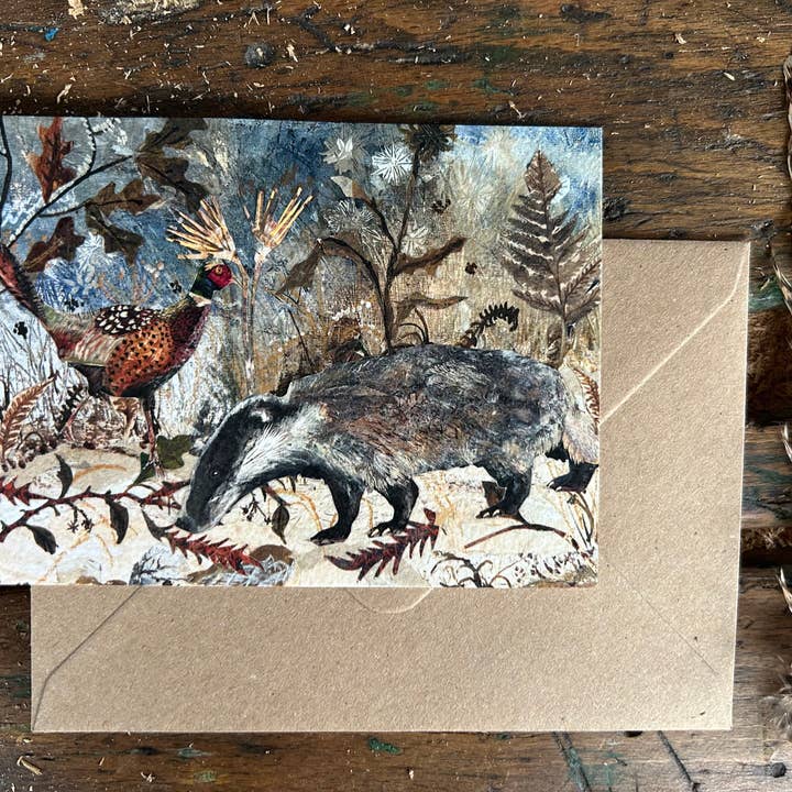 A6 Winter Wildlife postcard for wholesale by Clare O’Neill Artworks