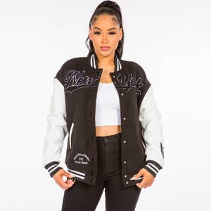 Dropship Plus Size Colorblock Button Front Letter Long Baseball Jacket;  Women's Plus Casual Street Style Winter Jacket to Sell Online at a Lower  Price