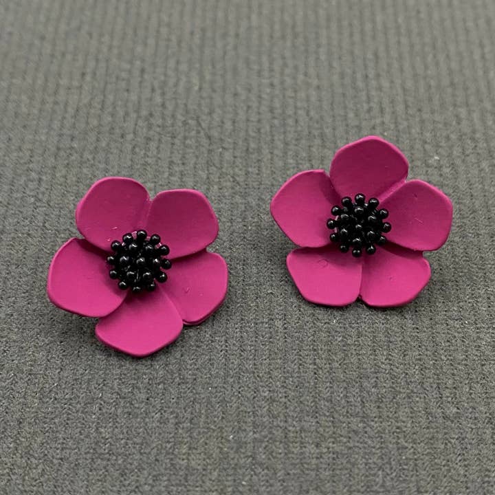 Baked Enamel Flower Ear Studs for wholesale by Mio Queena
