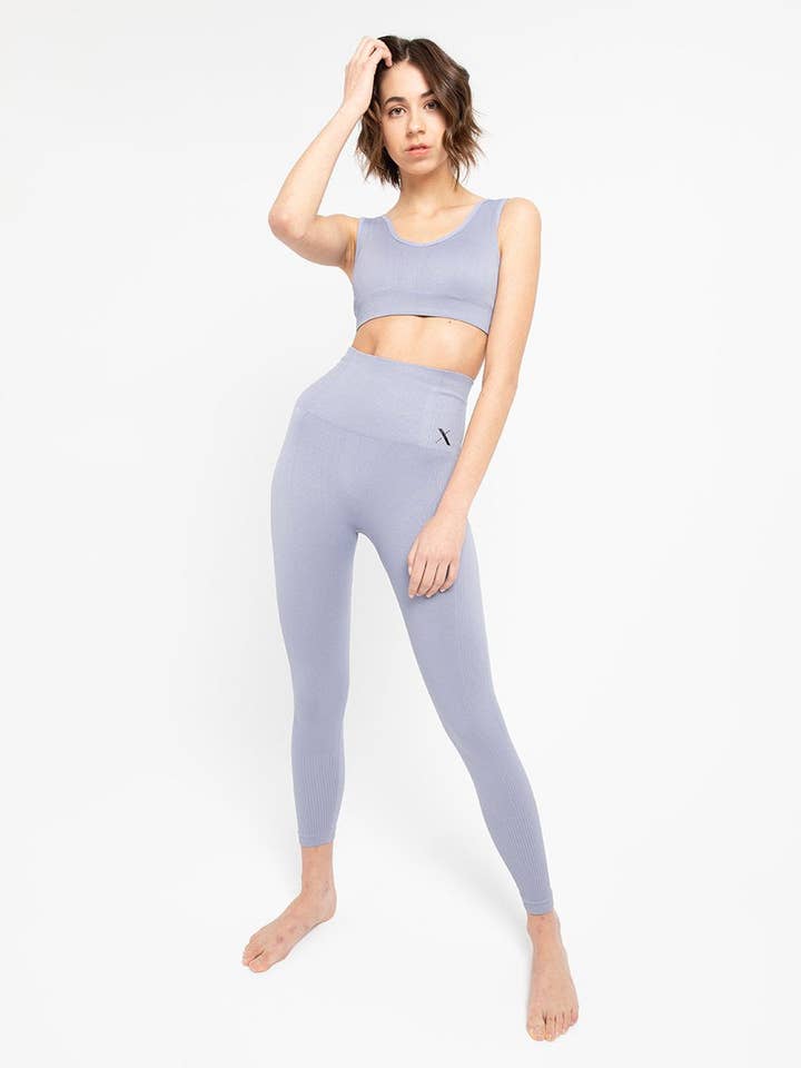 Lilac Ribbed Leggings for wholesale by CREXANS