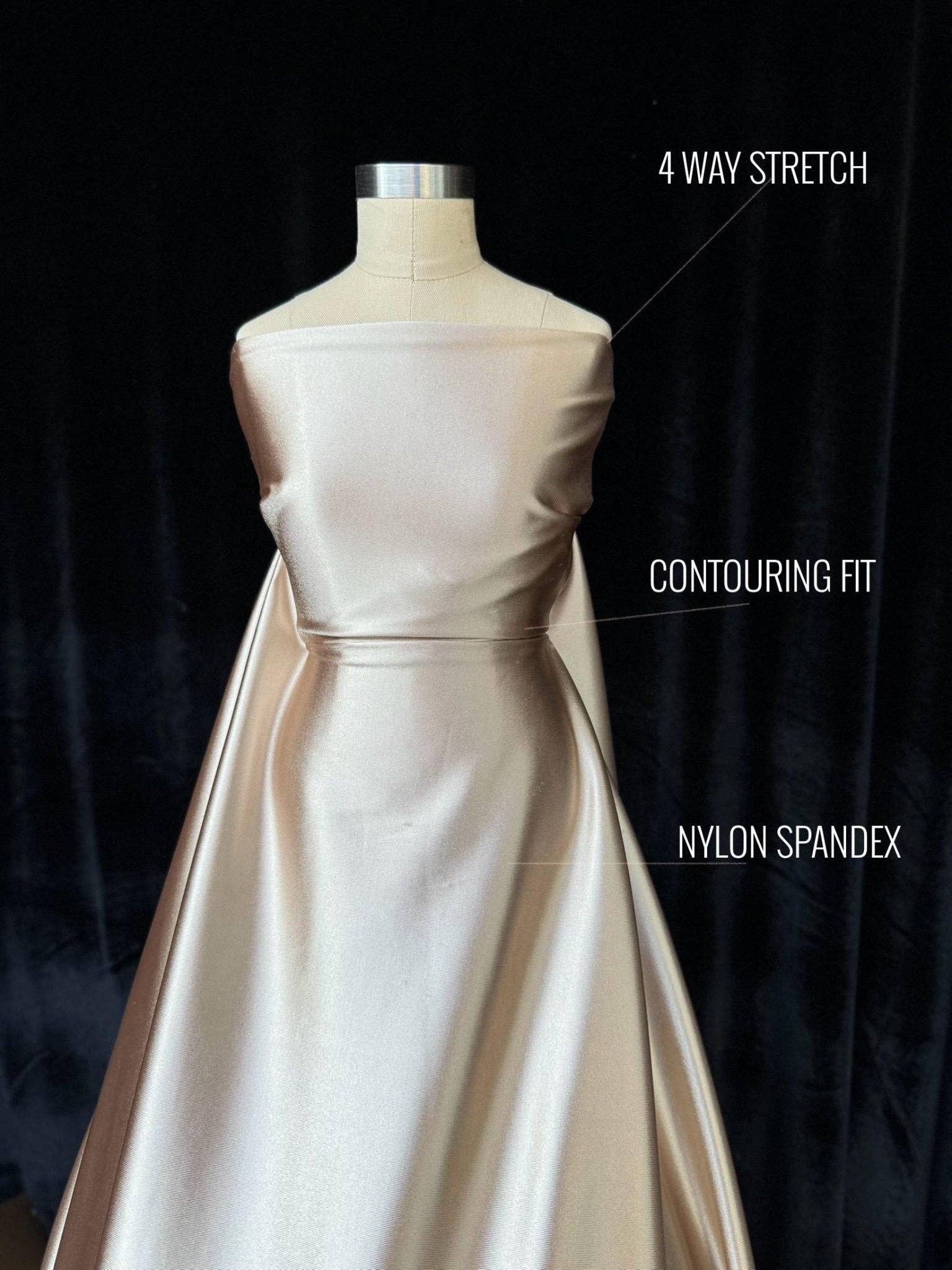 GalaTextile - Wholesale Fabric - Champagne stretch satin spandex fabric by yard1