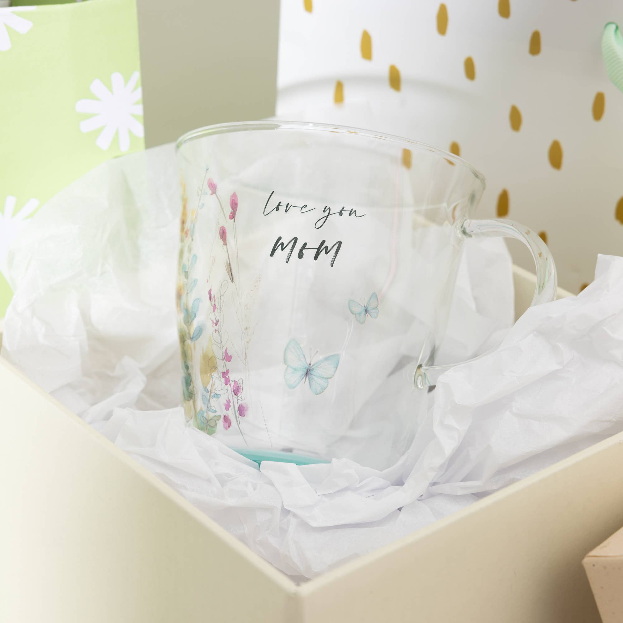 Pavilion - Wholesale Drinking Glass/Cup - Love You Mom - 13.5 oz Glass Cup 2