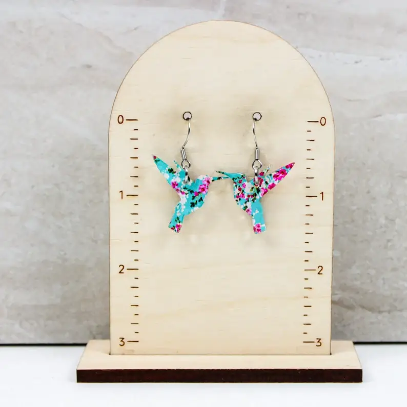 Grace + Joy Collective - Wholesale Dangle Earrings -  Cherry Blossom Hummingbird Dangle Earrings, Acrylic Earring1