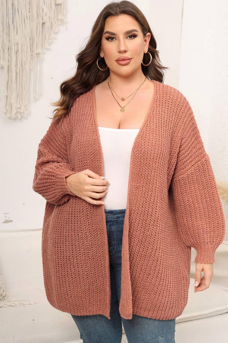 NINEXIS - Wholesale Knit Sweater - Women's - CWOSWL07412_PLUS SIZE WOMEN OVERSIZED CHUNKY KNIT CARDIGAN4
