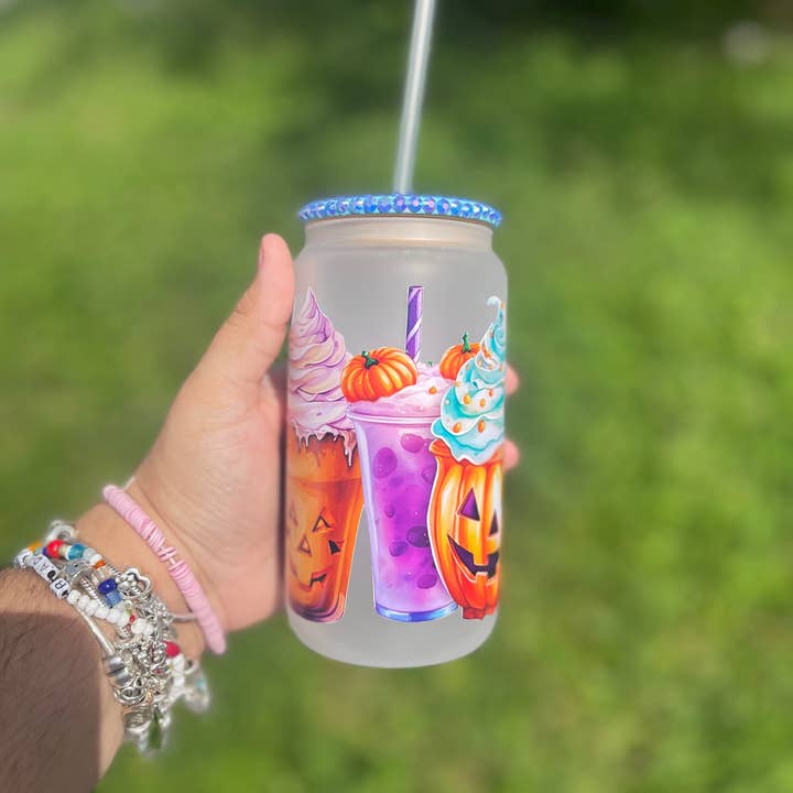 Rose Magnolias - Wholesale Drinkglas/beker - Kleurrijke pompoenen Halloween-beker8