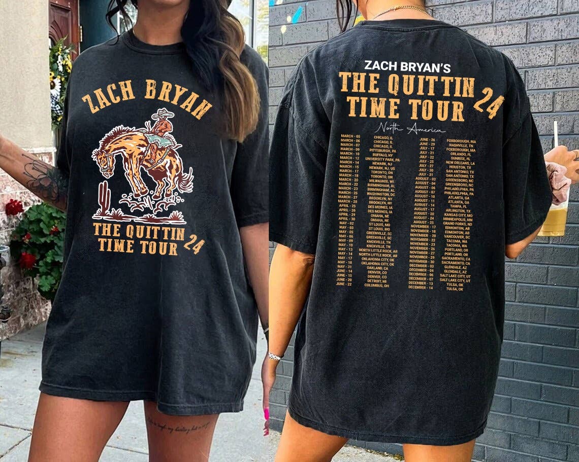 TheKingShirt - Wholesale Tunic - Women's - Zach Bryan The Quittin' Time Tour '24 Double-Sided T-Shirt