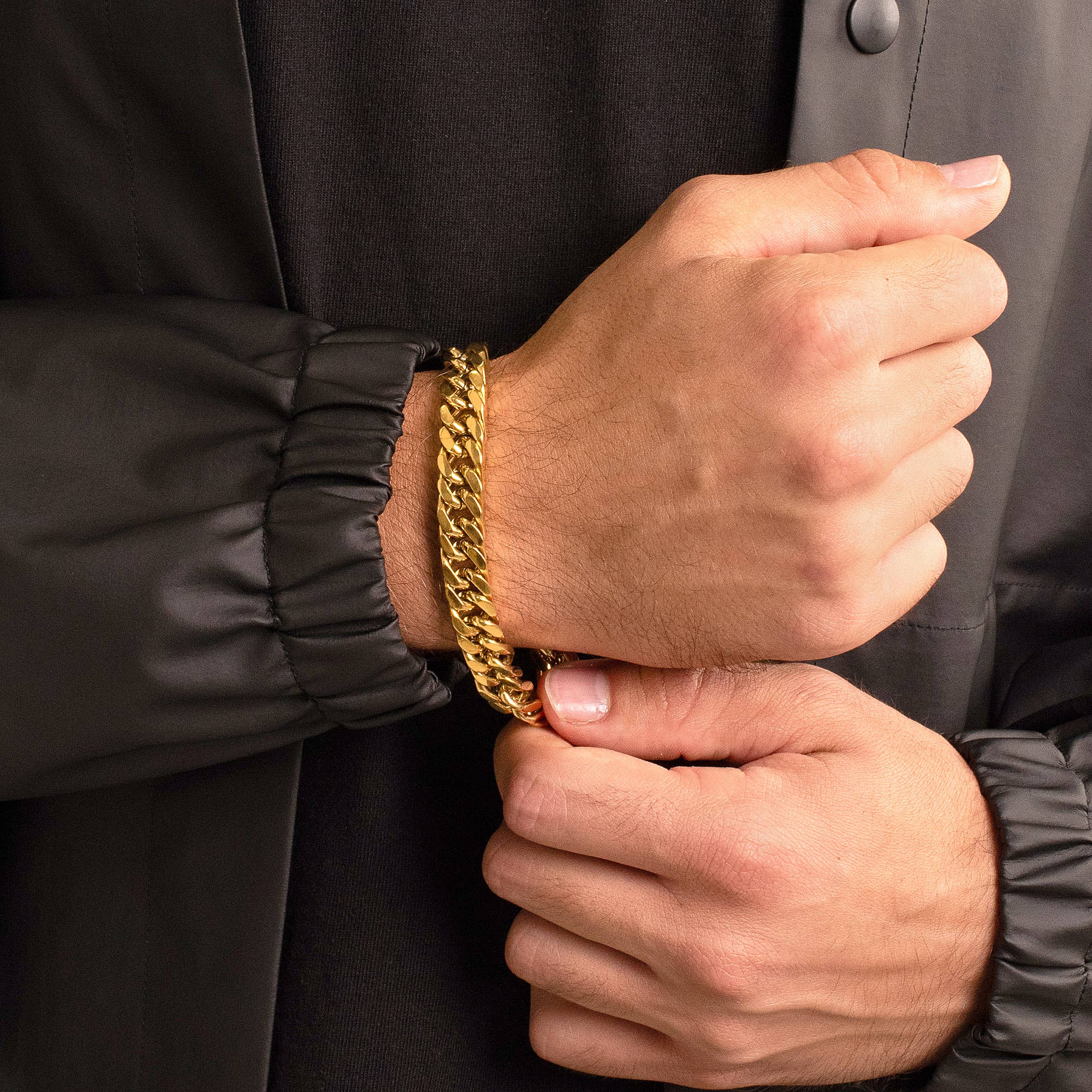 West Coast Jewelry - Vente Bracelets maillon et chaîne - Bracelet gourmette en acier inoxydable poli (10 mm)5