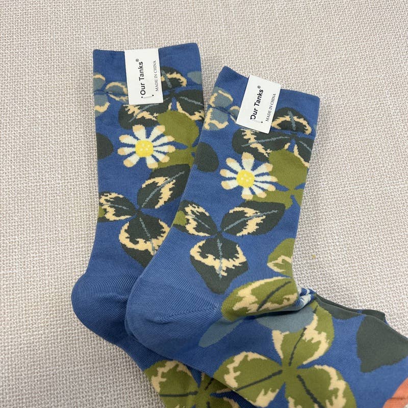 Tourtiwi - Wholesale Socks - Unisex - Oil painting style animal flower print socks18