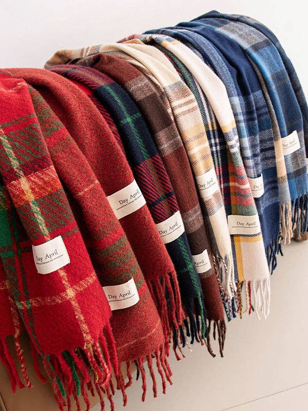 Ekartini - Wholesale Scarf - Women's - Keep Warm Plaid Tasseled Shawl&Scarf5