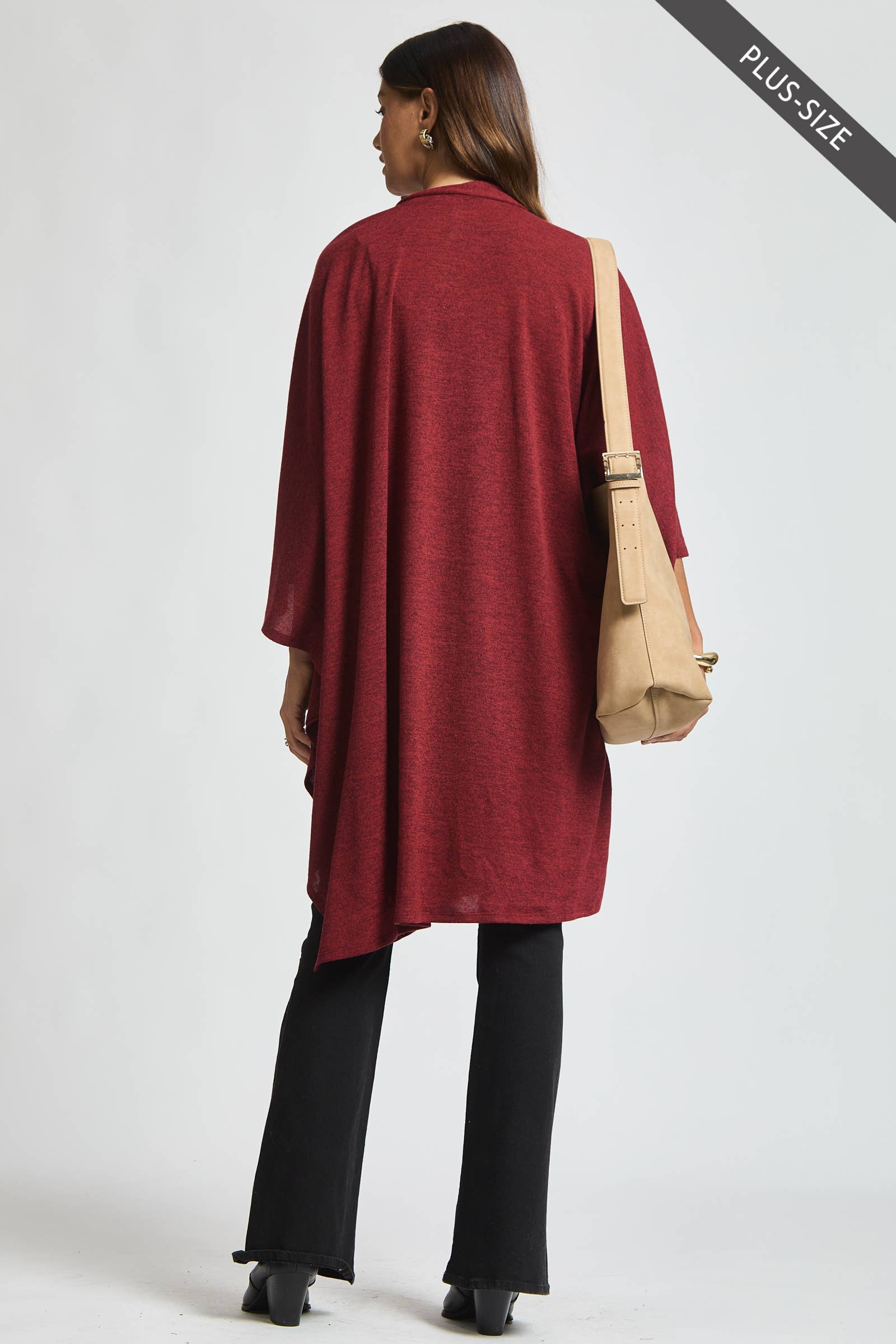 Dear Scarlett - Wholesale Poncho - Women's - PLUS SIZE Flowy Draped Poncho Top17