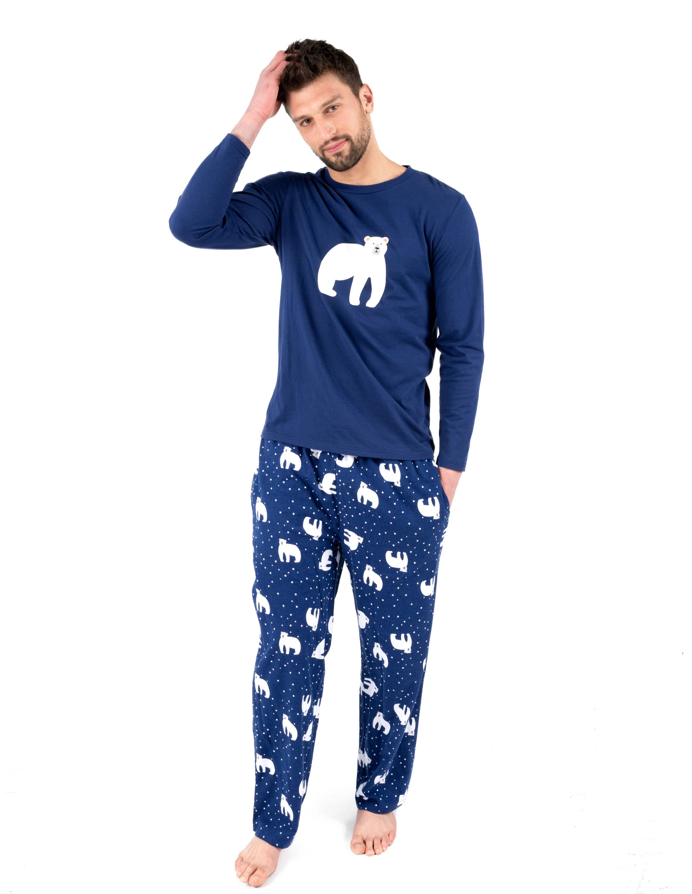 Leveret Pajamas - Wholesale Sleepwear Set - Men's - Mens Cotton Top & Flannel Pants Pajama Set4