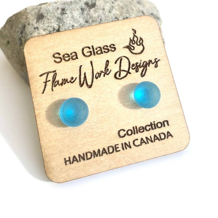 Flame Work Designs - Glass Jewelry - Wholesale Jewelry Set - Sea Glass Earring Set, 3 Pairs of Studs4