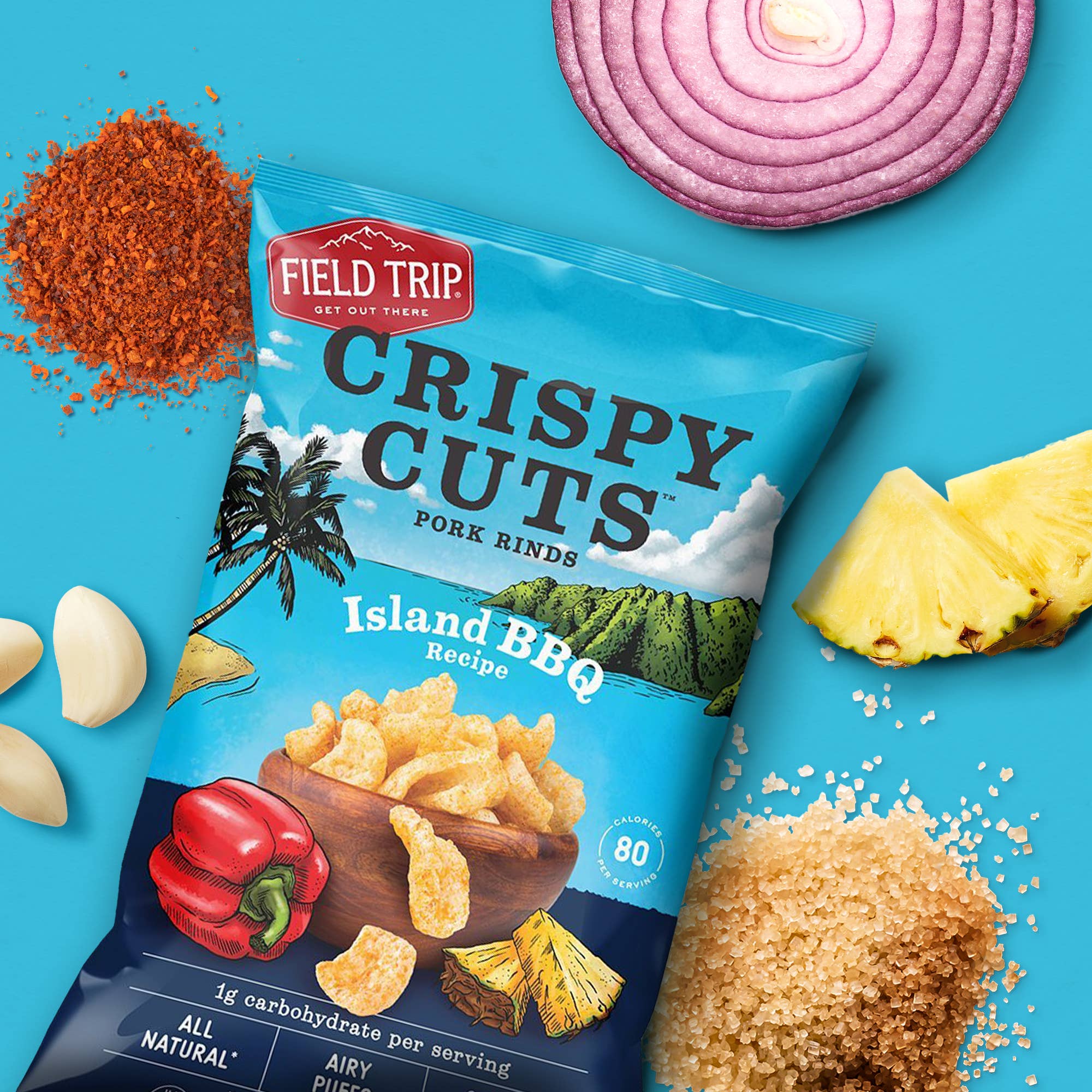 FIELD TRIP - Wholesale Puffed Snack - Crispy Cuts Island BBQ Pork Rind (2.5oz)4