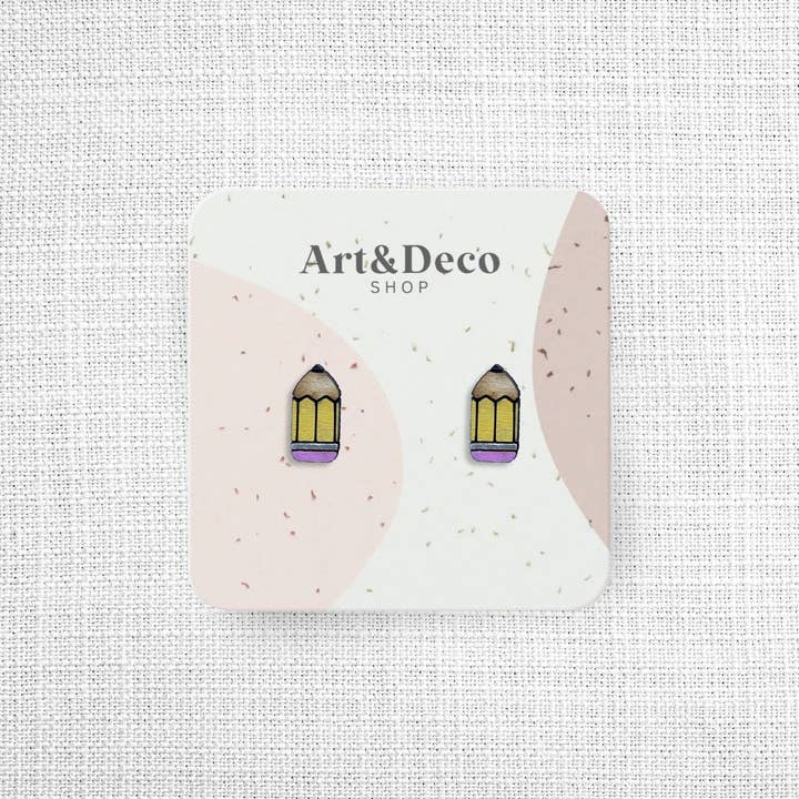 Mini orecchini a bottone con ringraziamento per insegnanti per la vendita all'ingrosso da parte di Art and Deco Shop