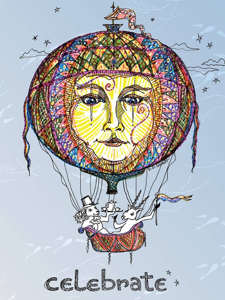 Cartão de celebração de balão de ar quente por atacado de Give A Fig