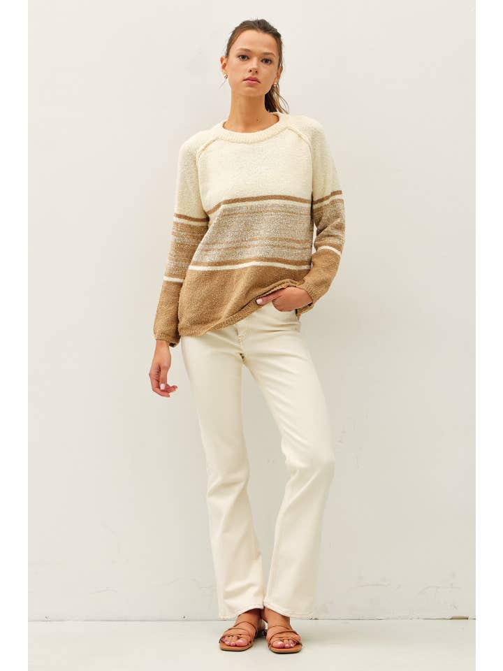 Be Cool - Wholesale Knit Sweater - Women's - SOFT FLUFFY SWEATER WITH STRIPE GRADIENT DESIGN 6