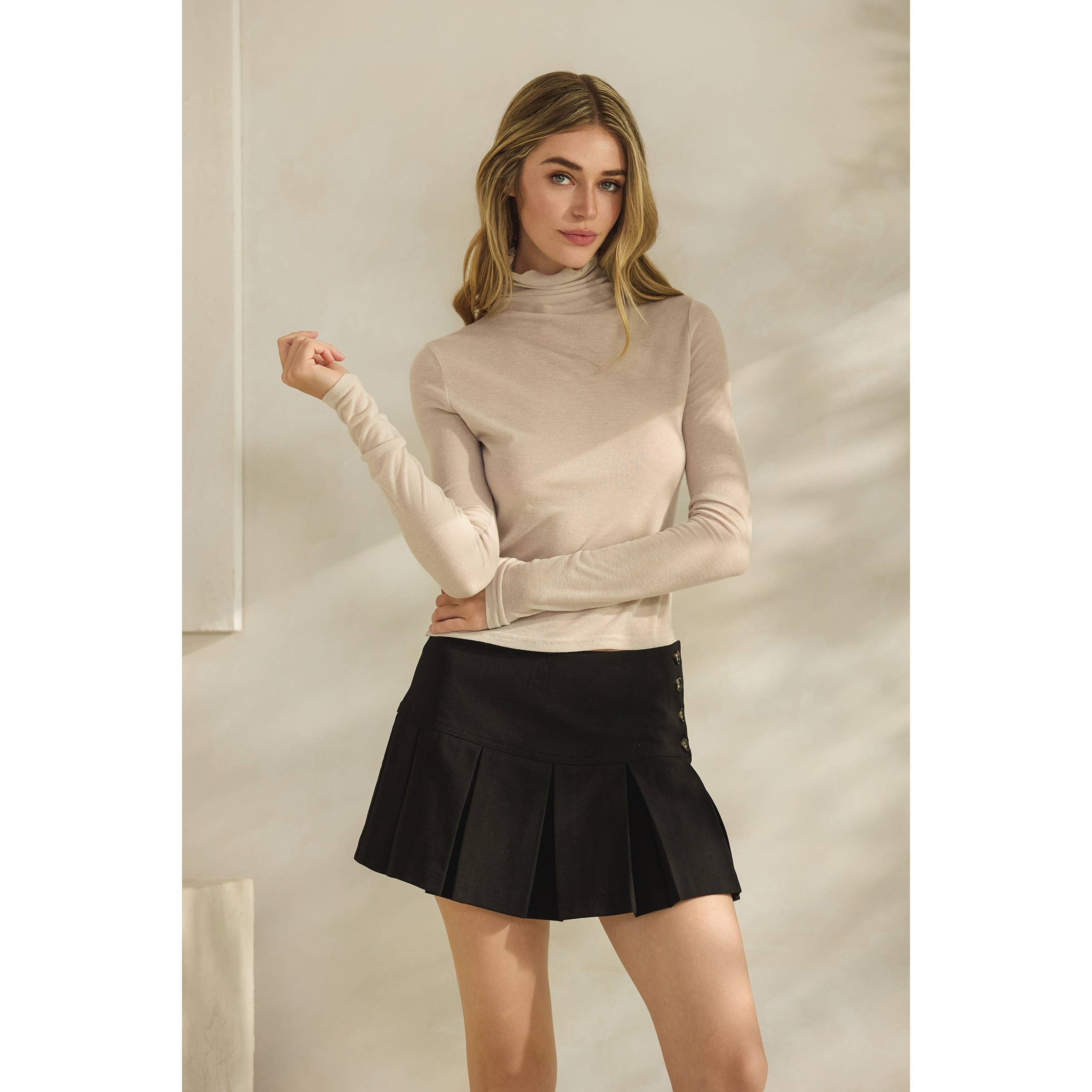 Honey Mango - Wholesale Blouse - Women's - Long sleeve sheer turtleneck top11