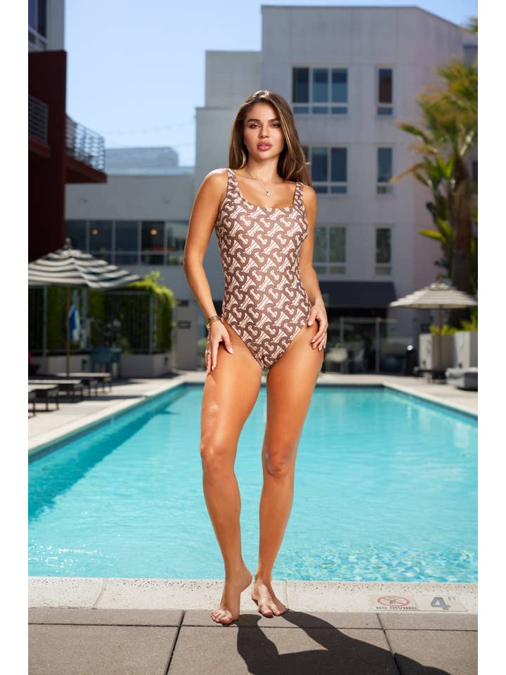 Stylish Swimwear - Wholesale One Piece Swimsuit - Women's - Y8835 Mocha Link Luxe One Piece3