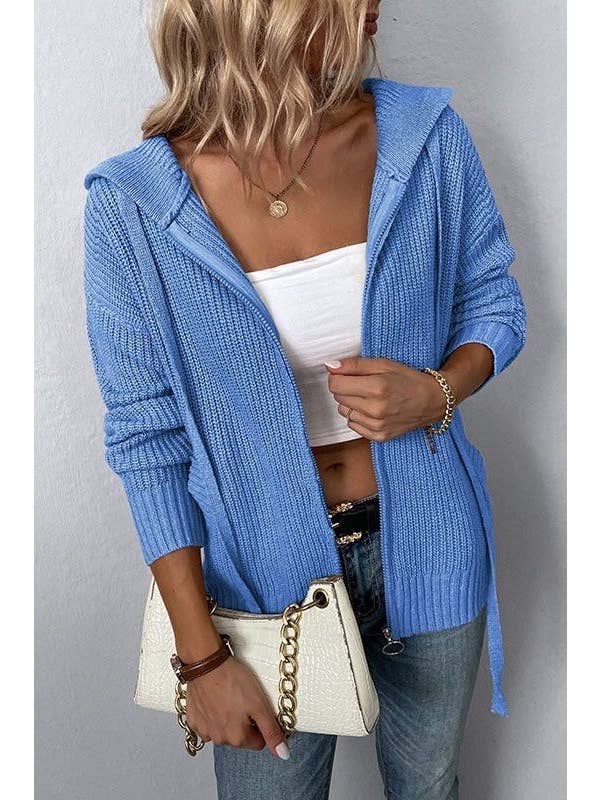 Miss Sparkling - Vente Veste – femme - Veste à capuche zippée en tricot1