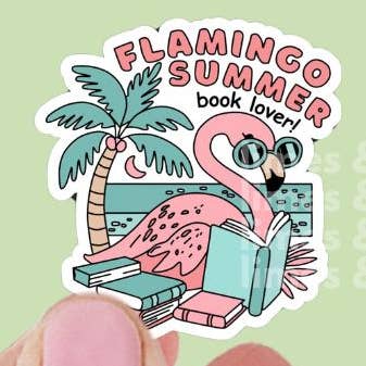 Adesivo in Vinile Amante dei Libri Estivi con Fenicottero per la vendita all'ingrosso da parte di Limes & Lilly
