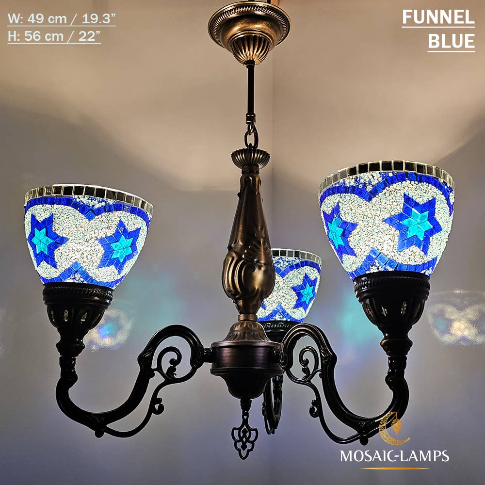 Mosaic Lamps – Candeeiro/lâmpada suspensa por atacado – Mosaico 3 Globo Feito à Mão Turco Marroquino Árabe Oriental Boh22