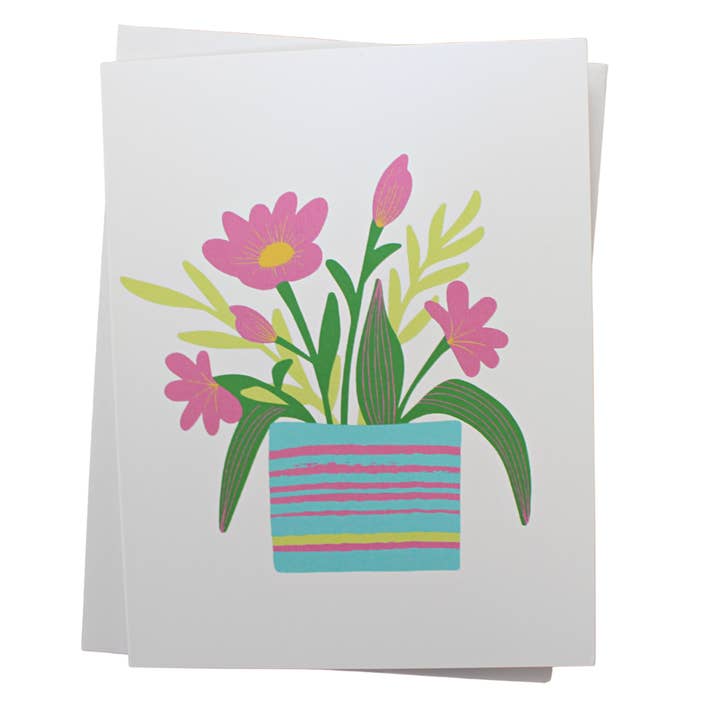 Potted Flowers Individual Greeting Card for wholesale by Front Porch Design Co.
