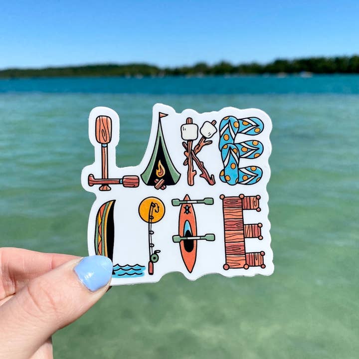 Lake Life Lettering Sticker for wholesale by Big Moods
