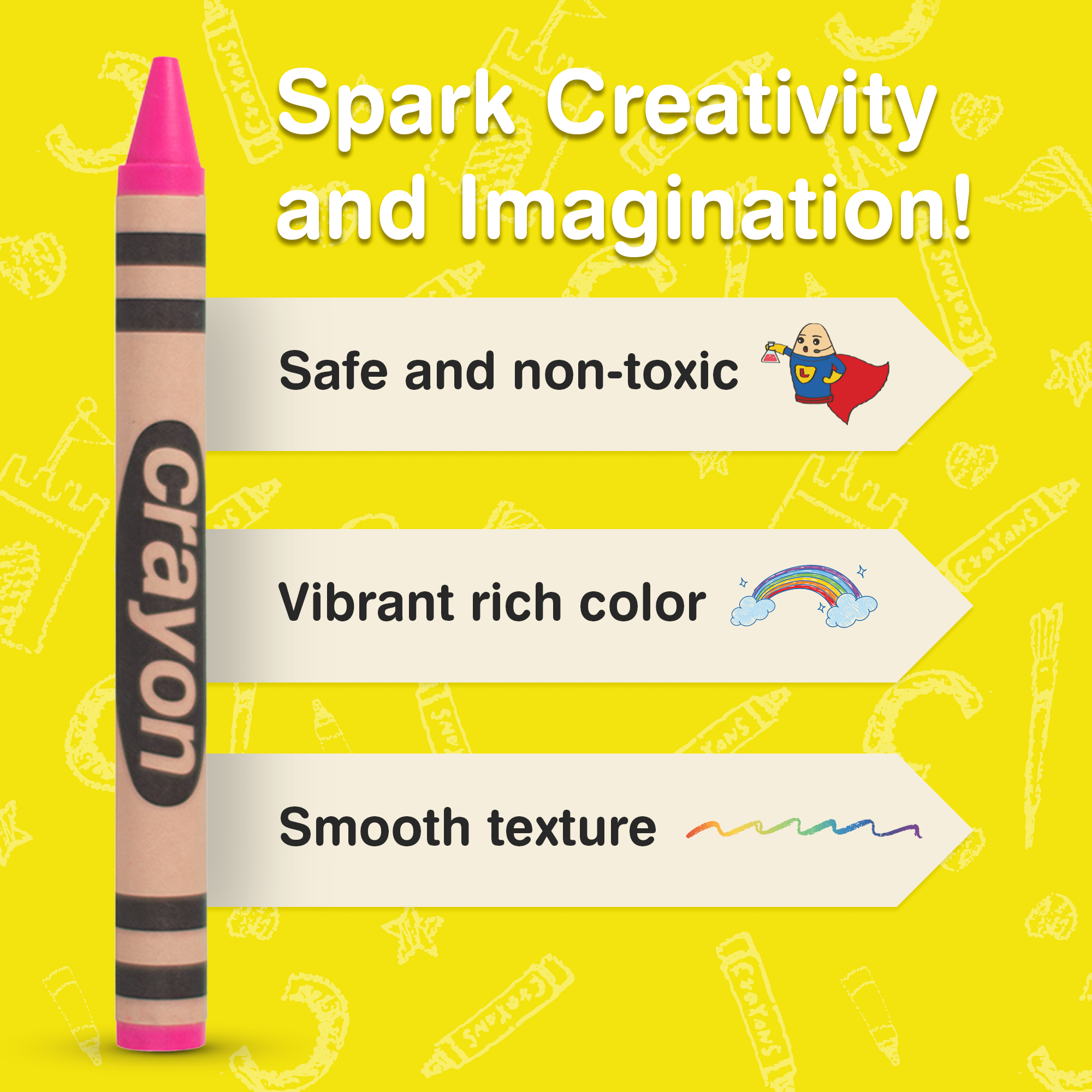 LUCKY ART CRAYONOLOGY – wholesale Crayons – 80 Pink Crayons Bulk - Single Color Crayon Refill-Regular Size 5/16" x 3-1/2"4