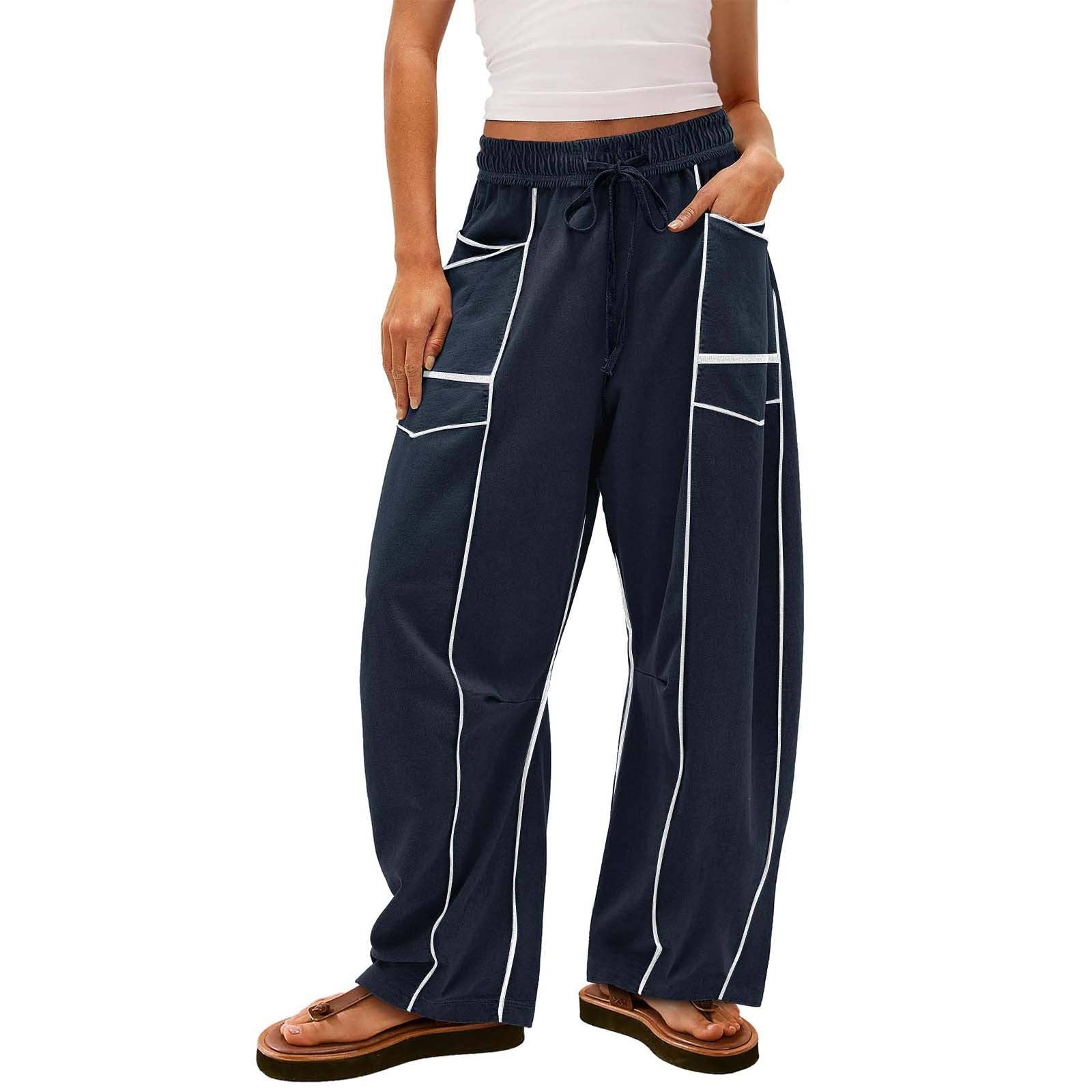 Dipped Shop - Wholesale Pants - Women's - Simple Drawstring Mid-Waist Causal Pants DP25F5478