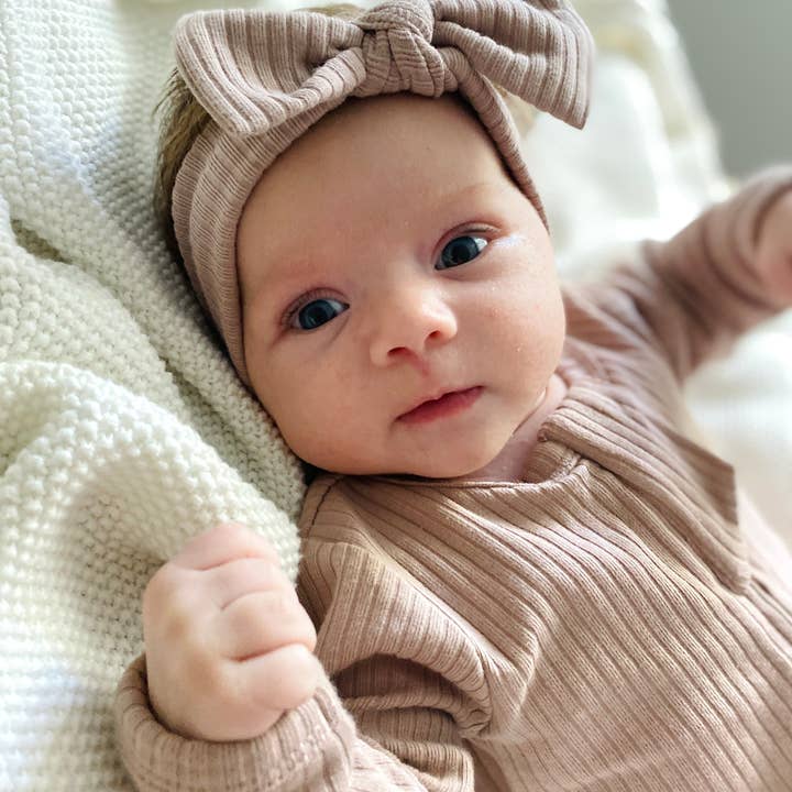 Ribbed Infant Sleeper - Vintage Mauve for wholesale by ba.be.O