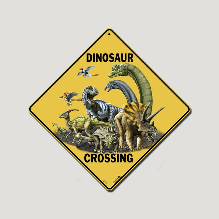 Atlas Screen Printing - Wholesale Sign - Dinosaur Crossing 12" x 12" Aluminum Sign