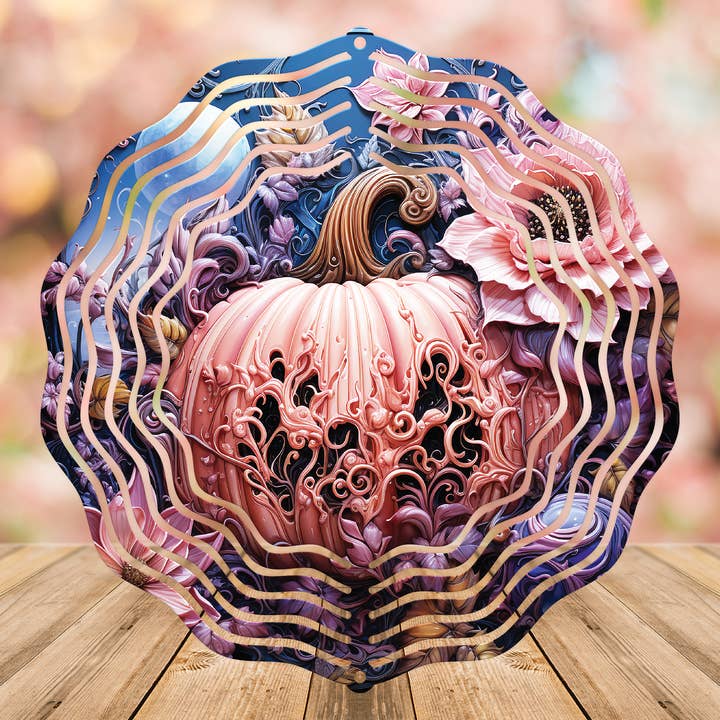 3D Pink Pumpkin 8" Wind Spinner Sublimation Transfer for wholesale by Fun-R-We Creations & Co. Ltd.
