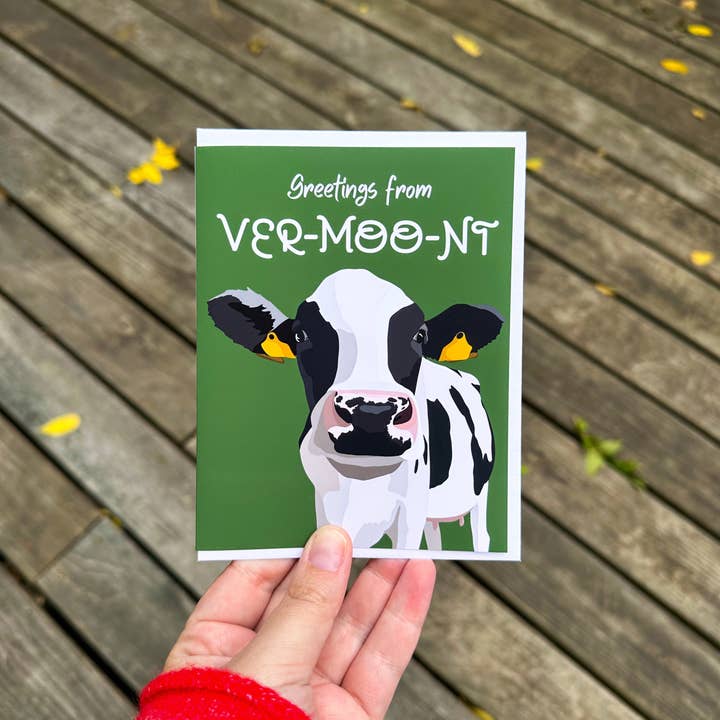 Hi From Studio - Wholesale Everyday Greeting Card - Greetings From Ver-moo-nt Card1