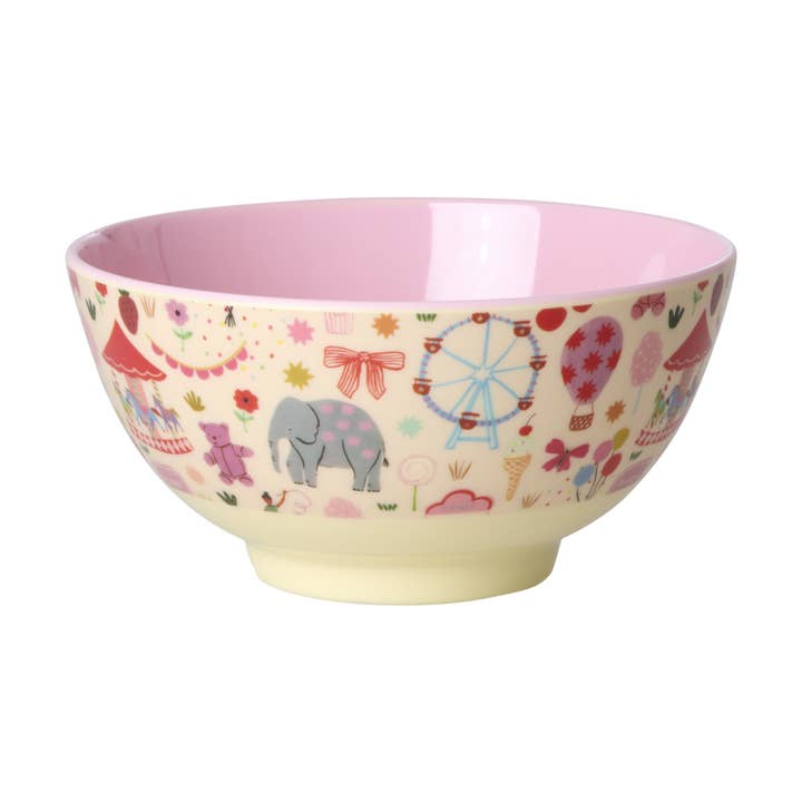 RicebyRice - Wholesale Bowl - Medium Melamine Bowl - Fun Fair Pink Print - 23.7oz - PRE ORDER NOW; SHIPS IN EARLY APRIL