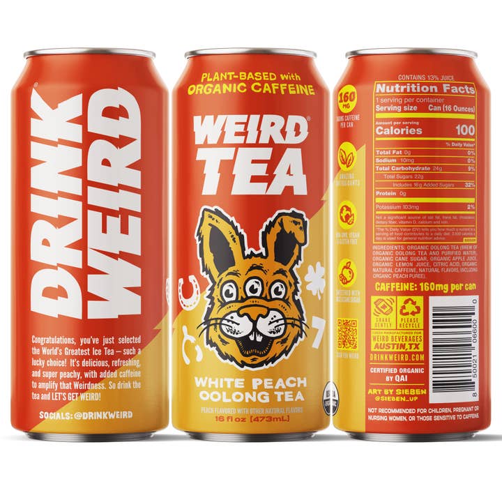 Weird Beverages - Wholesale Iced Tea - Organic White Peach Oolong Iced Tea 12pk of 16oz Cans6