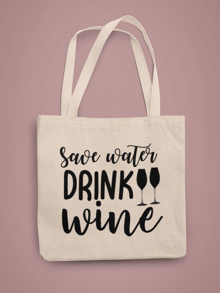 Save Water Drink Wine Tote for wholesale by Happy Baxter