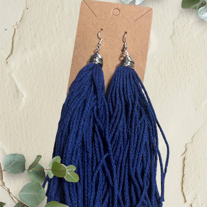 Koninklijk Marineblauwe Oorbellen met Franjes voor wholesale door Rasbeauty_Collection