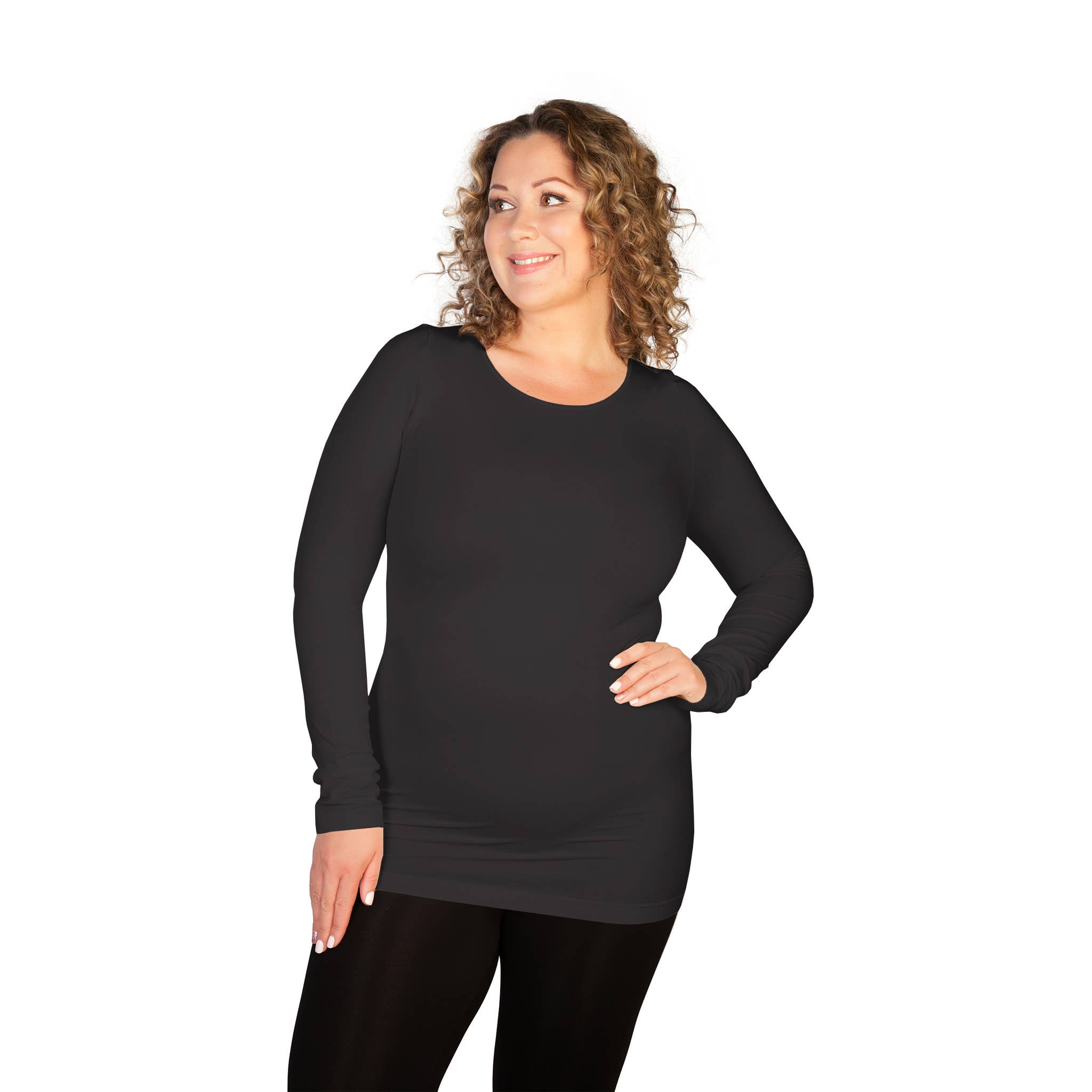 Skinnytees - Wholesale T-Shirt - Women's - Plus Long Sleeve Crew Neck1