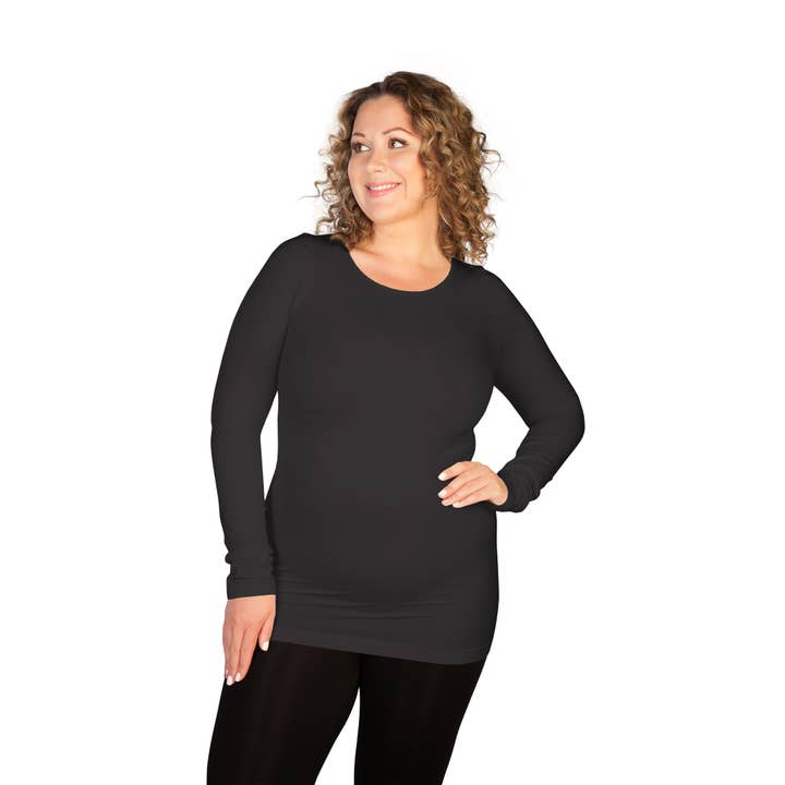 Skinnytees - Wholesale T-Shirt - Women's - Plus Long Sleeve Crew Neck1