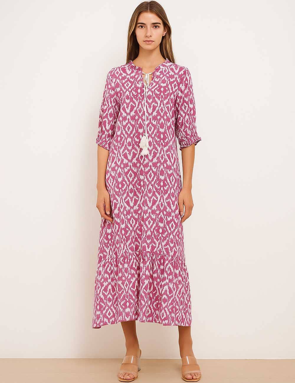 Sweetkama - Vendita all'ingrosso Copricostume - Donna - Vestito lungo copricostume da spiaggia con stampa a rombi FYH89006