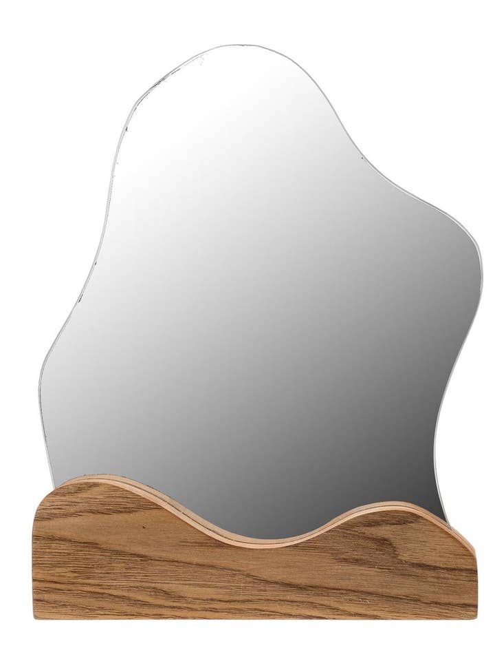 Cloud Table Mirror, Wood Base for wholesale by Flair Interiors