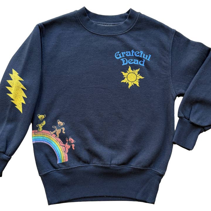 Crewneck Ours Arc-en-ciel Grateful Dead - Noir pour la vente par Rowdy Sprout