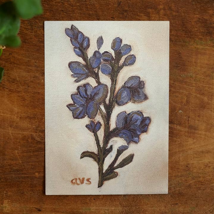 Impression d'art fleur de naissance de juillet | Pied d'alouette | 5x7 pour la vente par annalisa v. sawtell