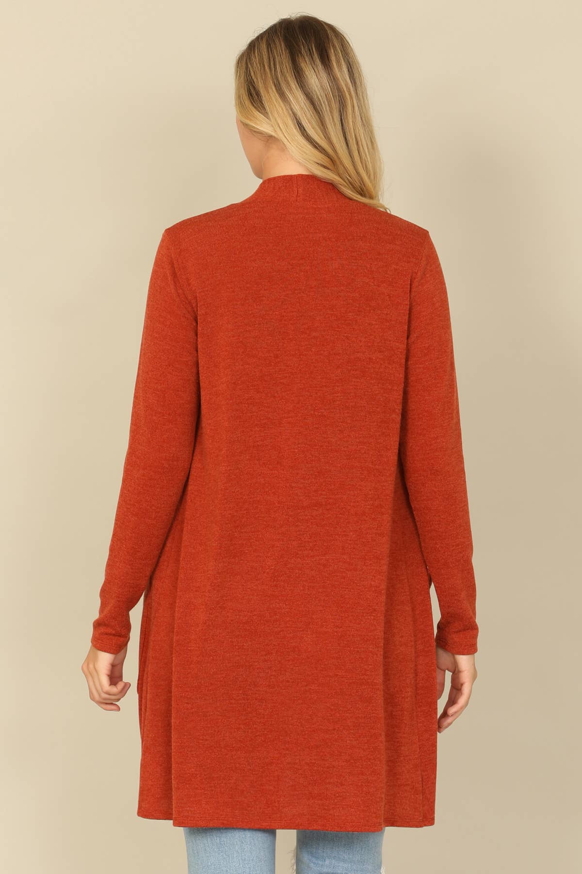 You & Me - Wholesale Cardigan - Women's - YMC30014V-SOLID LONG SLEEVE SIDE POCKET OPEN FRONT CARDIGAN16