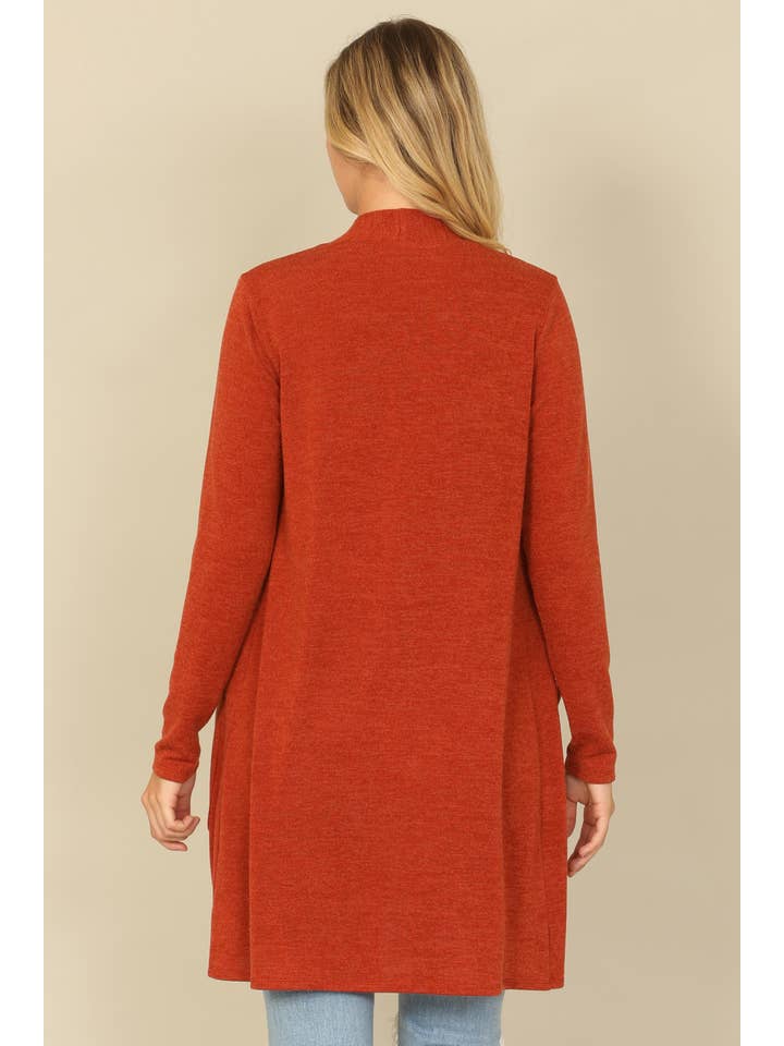 You & Me - Wholesale Cardigan - Women's - YMC30014V-SOLID LONG SLEEVE SIDE POCKET OPEN FRONT CARDIGAN16