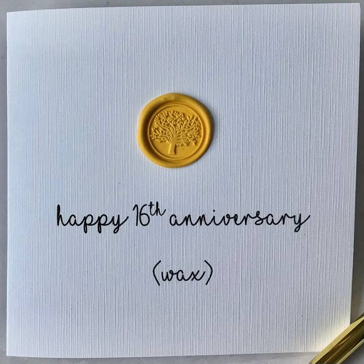 16th Wedding Anniversary Card, Wax Anniversary Card for wholesale by Lilac Sprig