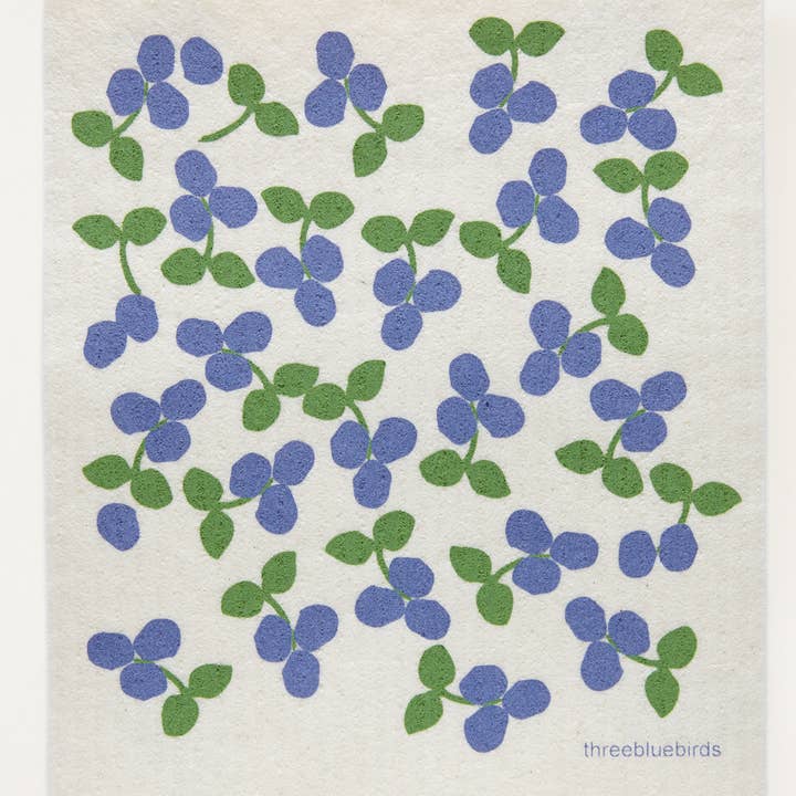 Three Bluebirds Swedish Dishcloths - Wholesale Dishcloth - Blueberries Swedish Dishcloth