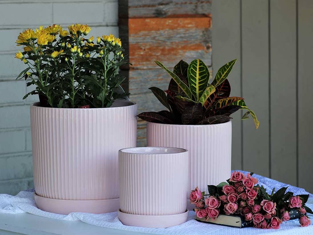 Pacific Home & Garden - Wholesale Plant Pot - Fluted Cylinder Planter, Pastel Baby Pink, 5.0"X5.5"1