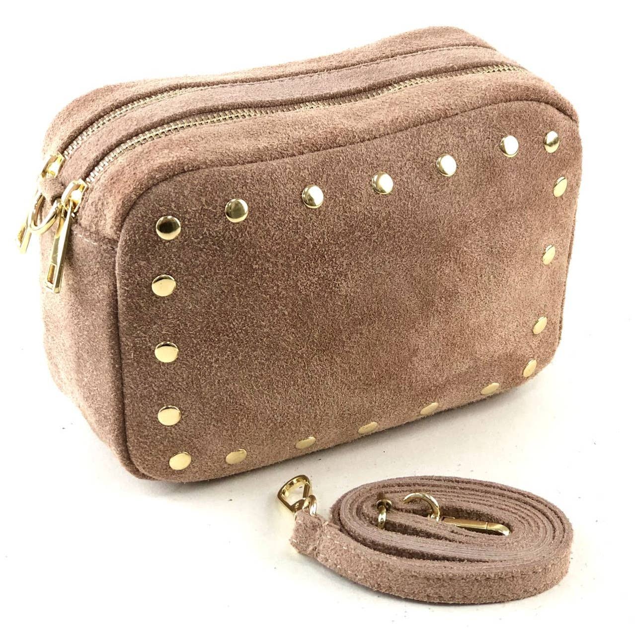 MILANO AMOUR - Wholesale Crossbody Bag - Women's - CROSSBODY BRYAN ZIP SUEDE STUDS6